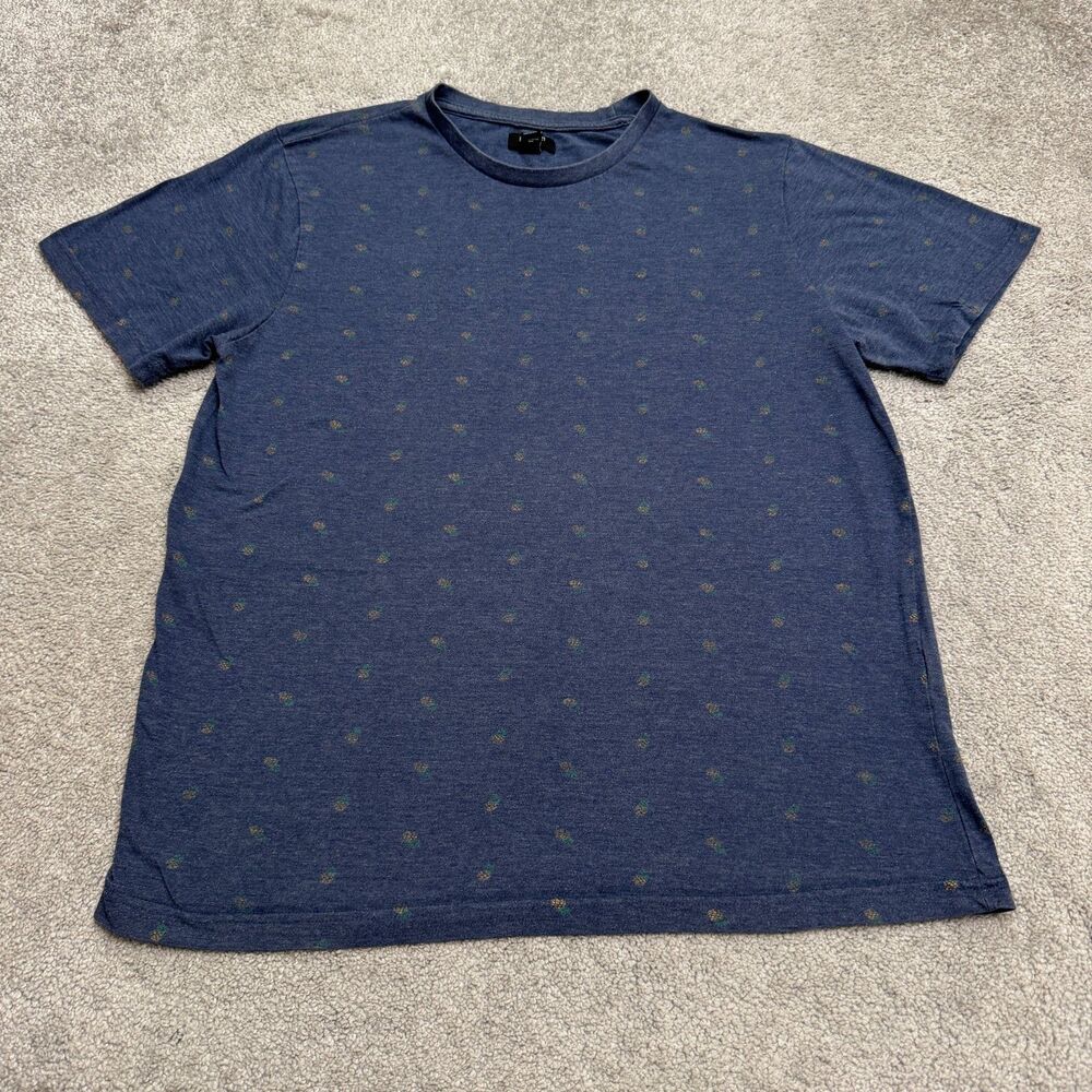Forever 21 Men Short Sleeve T-Shirt Mens XL Blue Pineapple All Over Print Casual